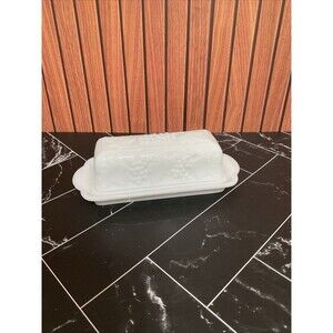 Imperial Milk Glass Grape Patter Butter Dish & Lid
